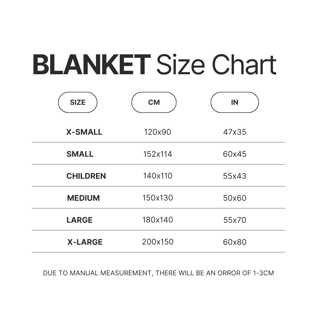 Blanket Size Chart - Oshi No Ko Shop