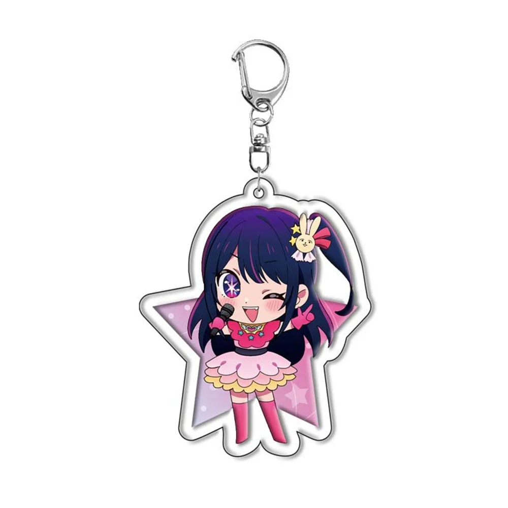 Kawaii Anime Oshi No Ko Keychain Acrylic Figure Hoshino Ai Akuamarin Rubii Sarina Gorou Key Ring 2 - Oshi No Ko Store