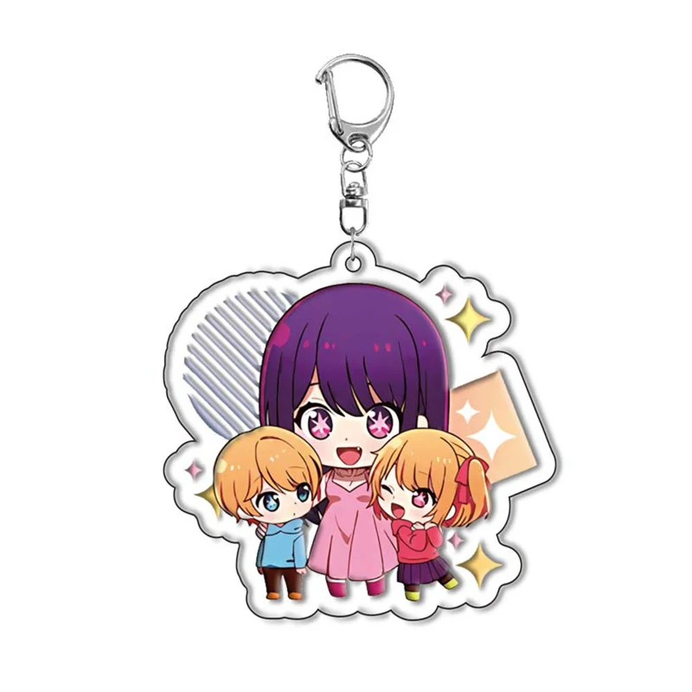 Kawaii Anime Oshi No Ko Keychain Acrylic Figure Hoshino Ai Akuamarin Rubii Sarina Gorou Key Ring 5 - Oshi No Ko Store