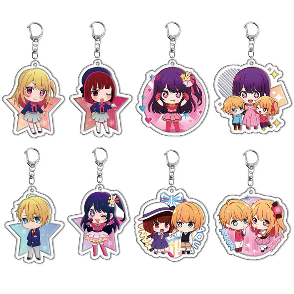 Kawaii Anime Oshi No Ko Keychain Acrylic Figure Hoshino Ai Akuamarin Rubii Sarina Gorou Key Ring - Oshi No Ko Store