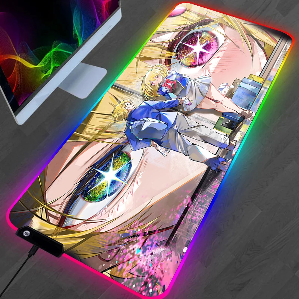 Oshi No Ko Hoshino Ai LED Gaming Mousepads Large Desk Mat PC Gamer XL Mousepad RGB 27 - Oshi No Ko Store